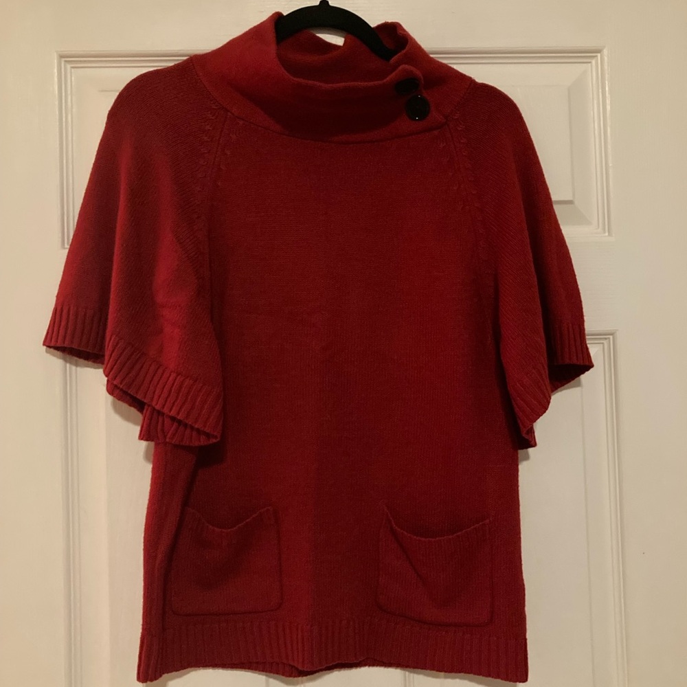 Women's Red Sweater with Button Detail
